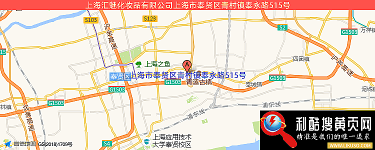 上海汇魅化妆品有限公司的最新地址是：上海市奉贤区青村镇奉永路515号